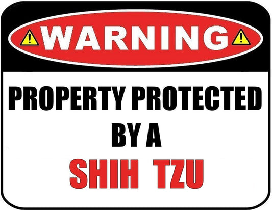 Warning Property Protected by a Shih Tzu 9 inch x 11.5 inch Laminated Dog Sign