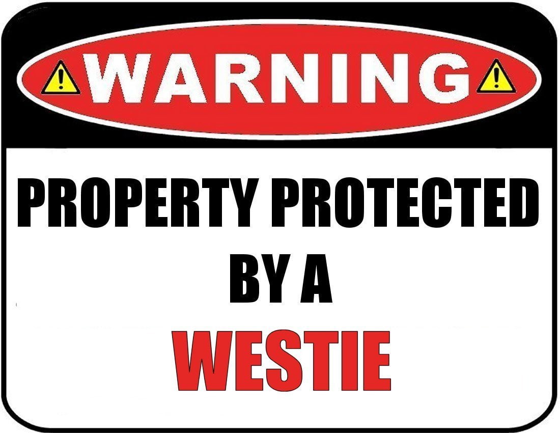 Warning Property Protected by a Westie 9 inch x 11.5 inch Laminated Dog Sign