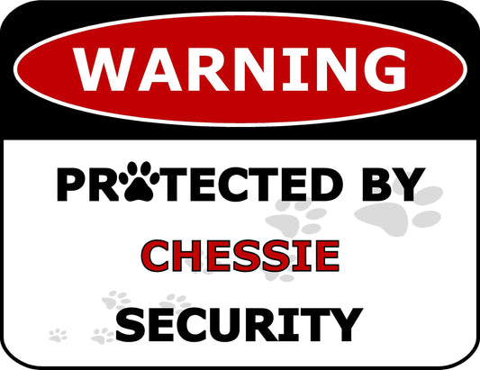 Warning Protected by Chessie Security 11.5 inch by 9 inch Laminated Dog Sign
