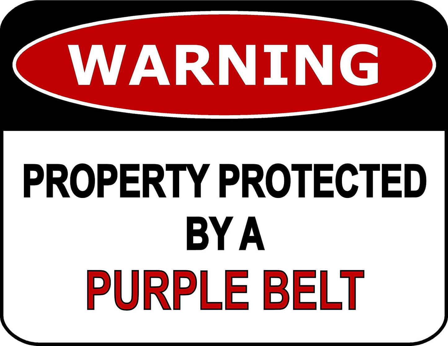 Warning Property Protected By A Purple Belt 11.5" x 9" Laminated Funny Sign
