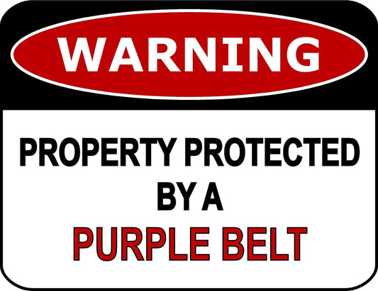 Warning Property Protected By A Purple Belt 11.5" x 9" Laminated Funny Sign