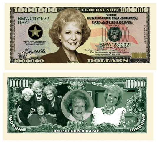 Novelty Million Dollar Bill – Betty White Million Dollar Bill