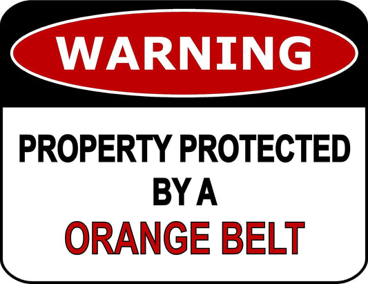 Warning Property Protected By A Orange Belt 11.5" x 9" Laminated Funny Sign