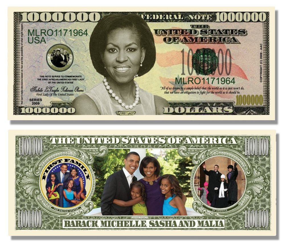 Novelty Million Dollar Bill – Michelle Obama First Family Million Dollar Bill