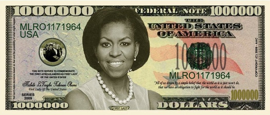 Novelty Million Dollar Bill – Michelle Obama First Family Million Dollar Bill