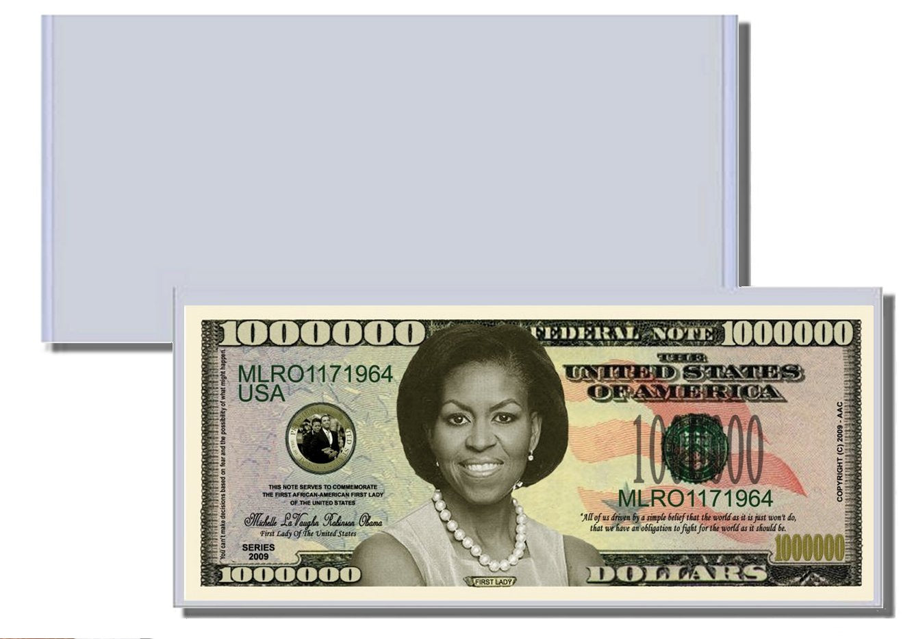 Novelty Million Dollar Bill – Michelle Obama First Family Million Dollar Bill