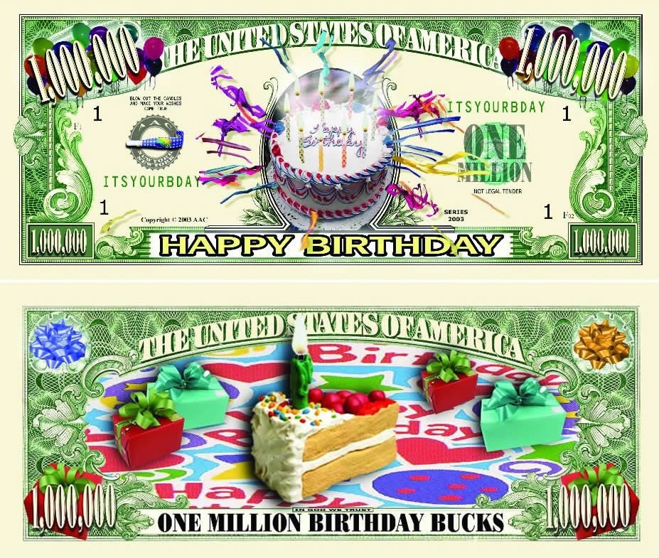Novelty Million Dollar Bill – Happy Birthday One Million Dollar Bill