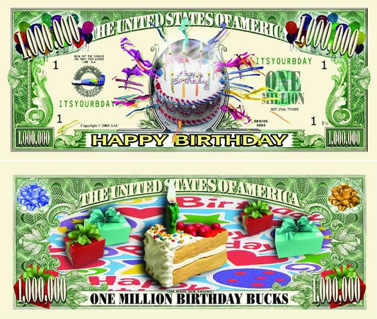 Novelty Million Dollar Bill – Happy Birthday One Million Dollar Bill