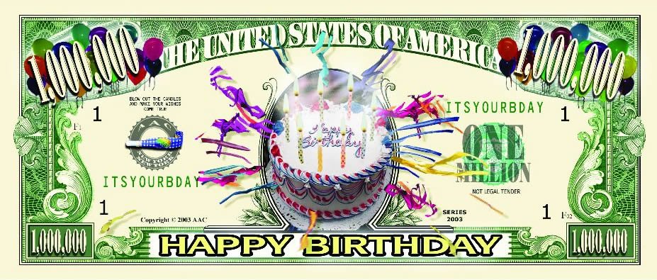 Novelty Million Dollar Bill – Happy Birthday One Million Dollar Bill