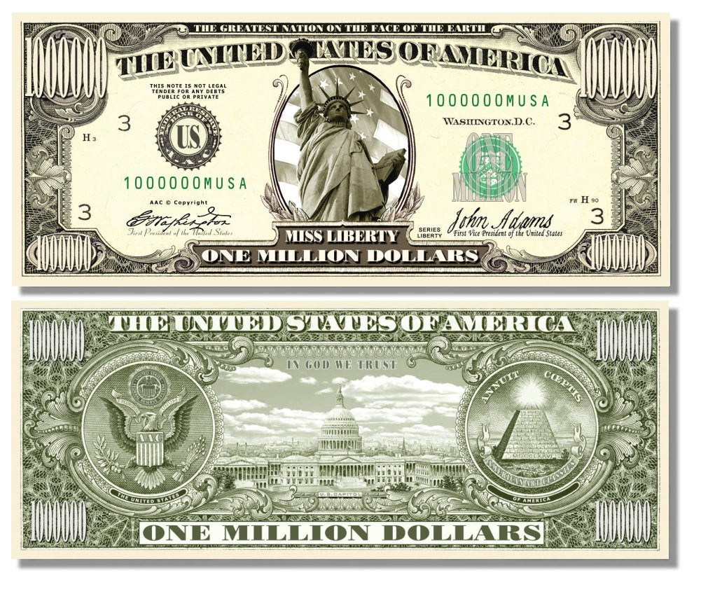 Novelty Million Dollar Bill – Miss Liberty Million Dollar Bill