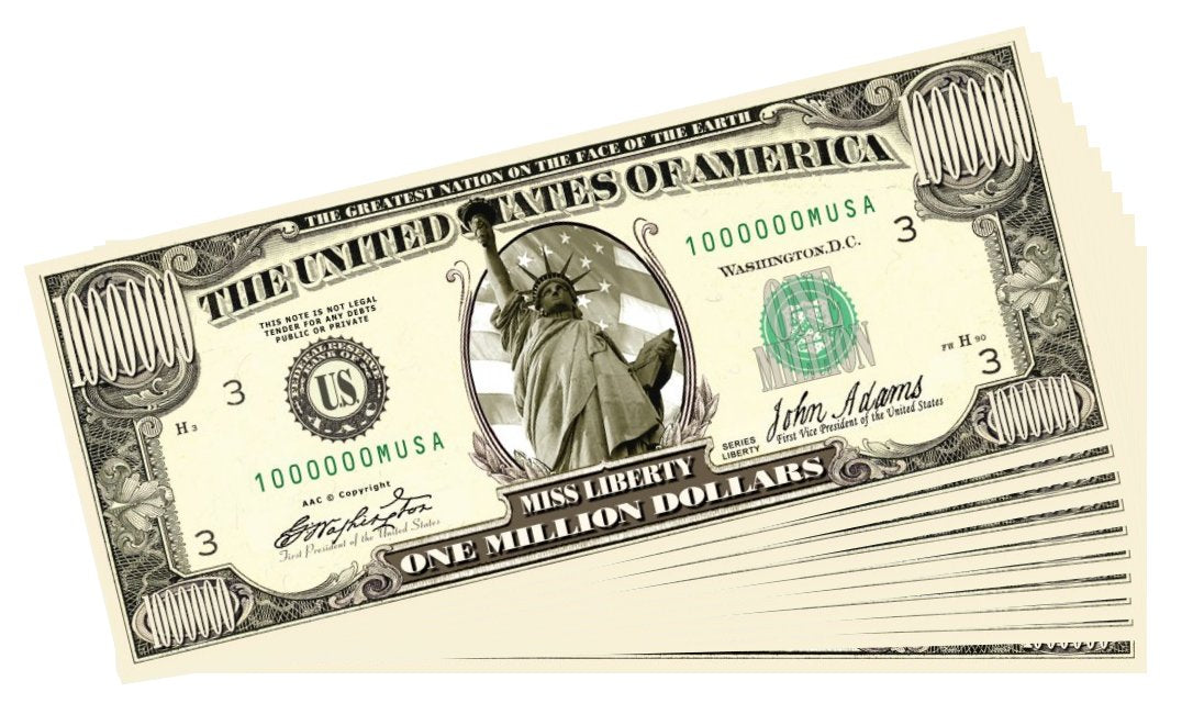 Novelty Million Dollar Bill – Miss Liberty Million Dollar Bill