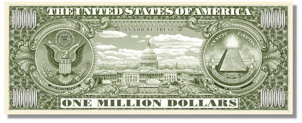 Novelty Million Dollar Bill – Miss Liberty Million Dollar Bill