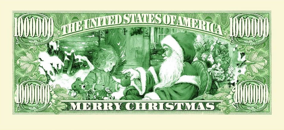 Novelty Million Dollar Bill – Classic Santa Merry Christmas Million Dollar Bill