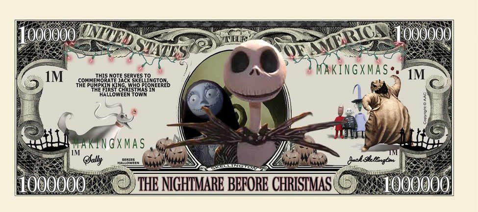Novelty Million Dollar Bill – Nightmare Before Christmas Million Dollar Bill