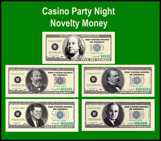 Novelty Million Dollar Bill – Poker / Casino Night, 5 Bill Package