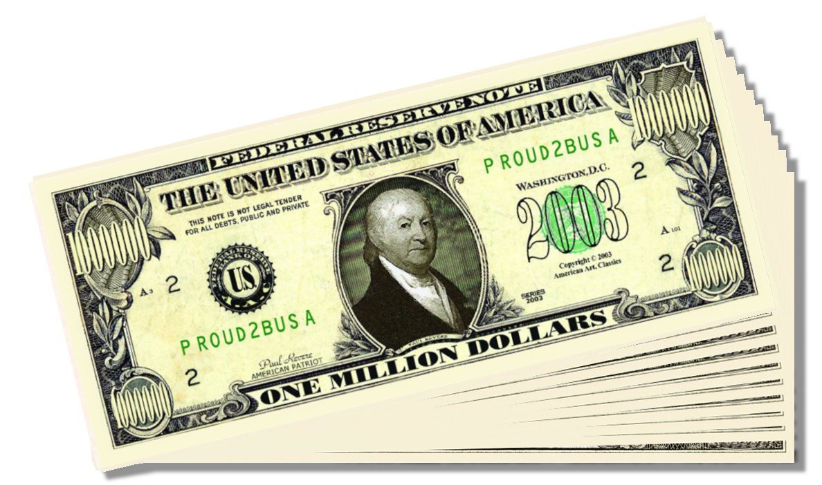 Novelty Million Dollar Bill – Paul Revere Patriot Million Dollar Bill