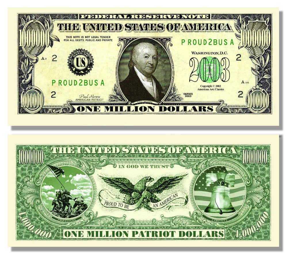 Novelty Million Dollar Bill – Paul Revere Patriot Million Dollar Bill