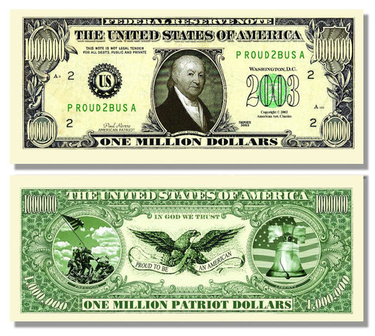 Novelty Million Dollar Bill – Paul Revere Patriot Million Dollar Bill