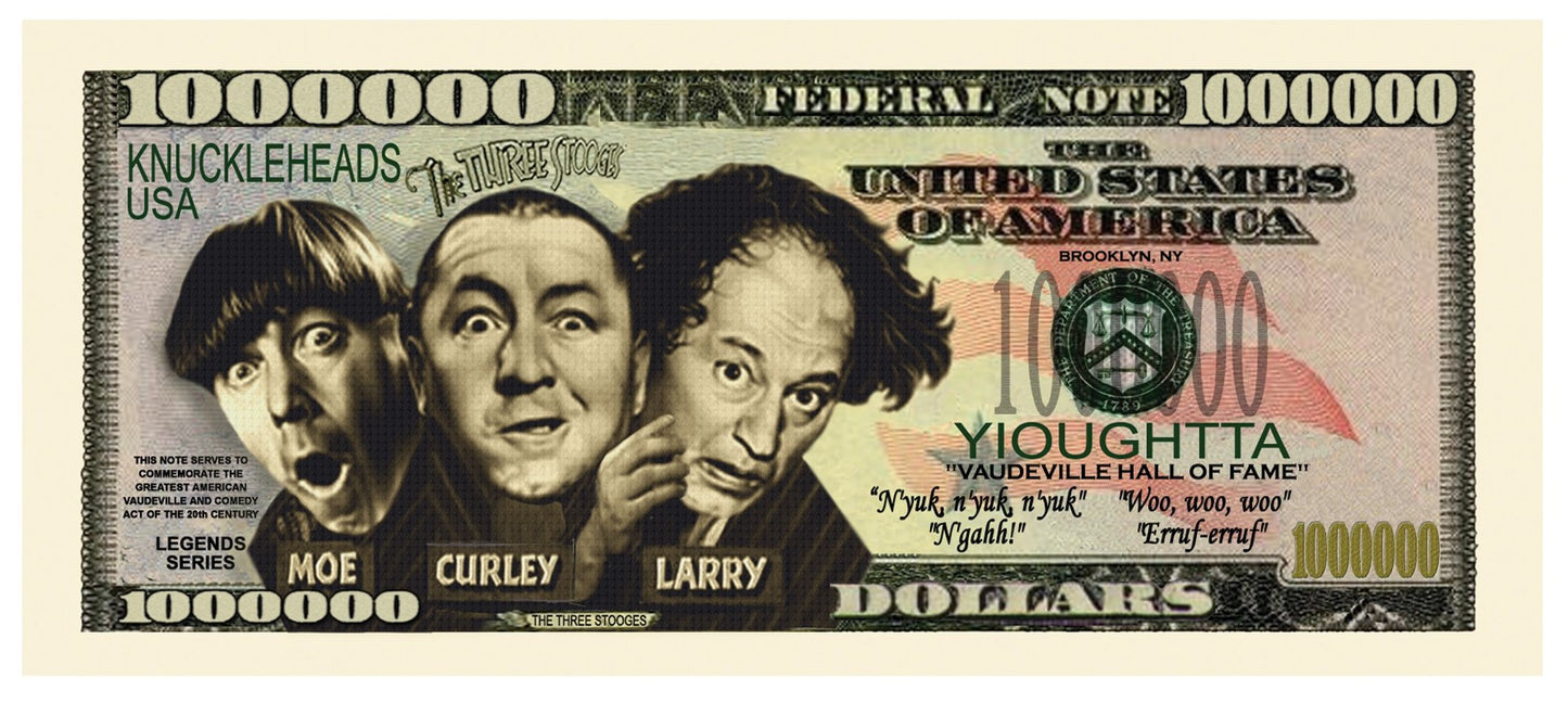 Novelty Million Dollar Bill – Three Stooges (3 Stooges) Million Dollar Bill