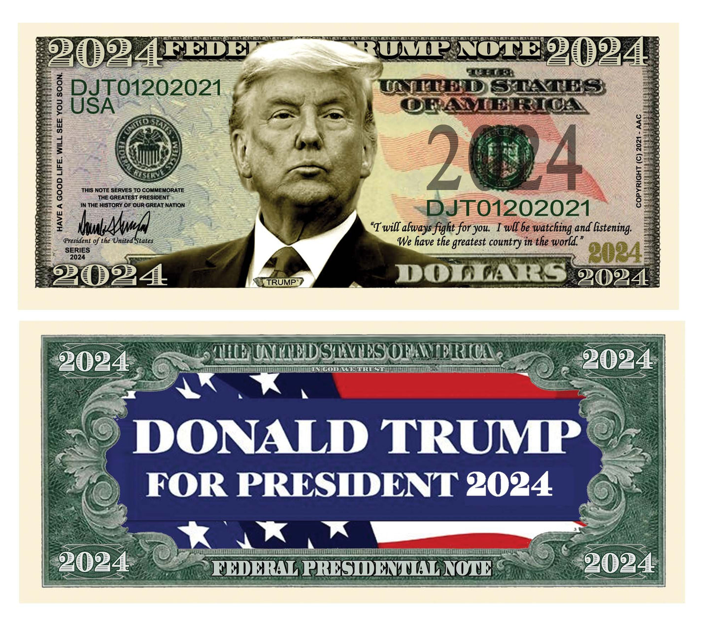 Novelty Dollar Bill – Donald Trump For President 2024 Limited Edition Novelty Bill